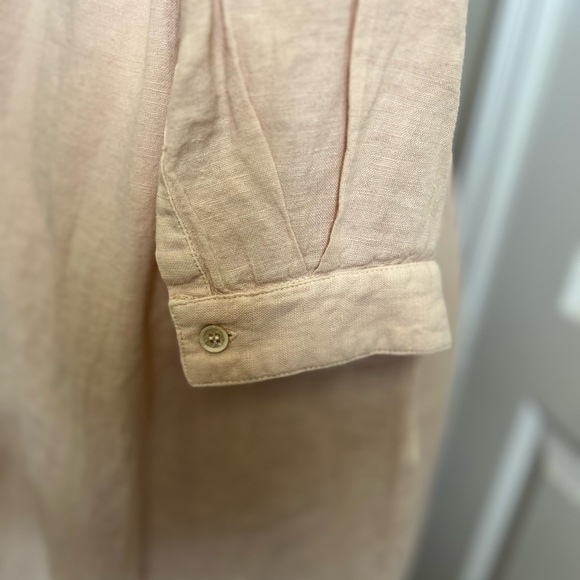 NWT ZARA linen button down midi shirt dress. Size L - Picture 9 of 10